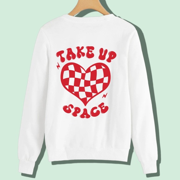 Take Up Space “babe” mental health graphic crewneck sweatshirt medium - Picture 6 of 11